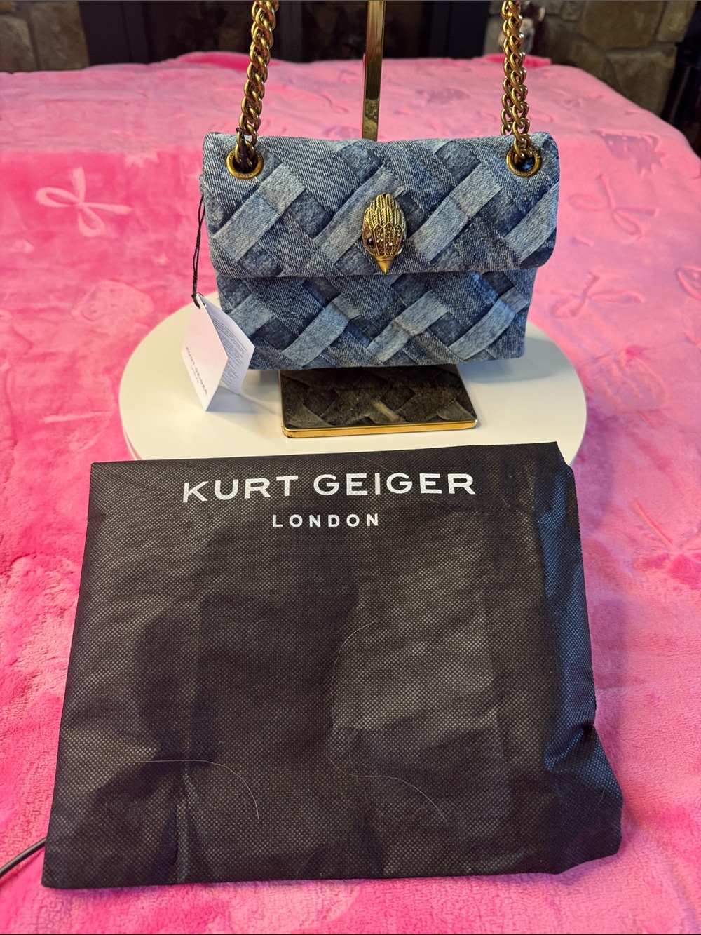 NWT Kurt Geiger Kensington Denim Two-Way Bag | Dust Bag included - Picture 7 of 7